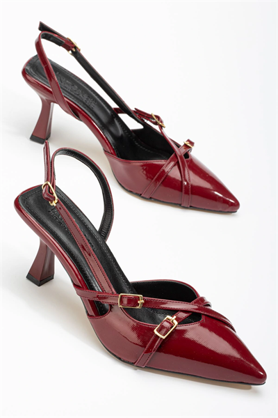 ST-005 Bordo Rugan Günlük 7 cm Topuklu Bayan Ayakkabı