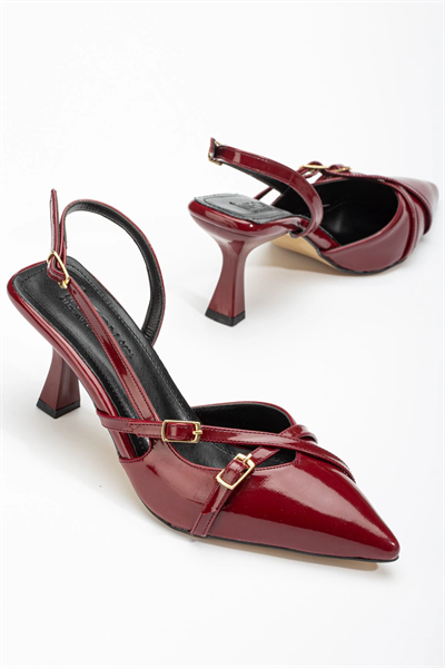 ST-005 Bordo Rugan Günlük 7 cm Topuklu Bayan Ayakkabı