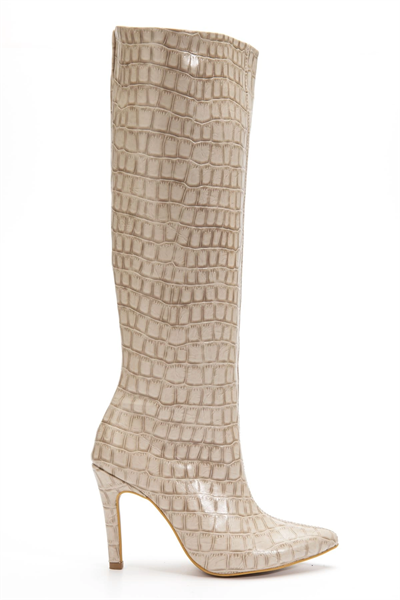 SYT-2004 Bej Kroko Günlük Bayan Çizme