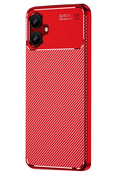 Samsung Galaxy A06 Kılıf Auto Focus Karbon Kapak - Kırmızı