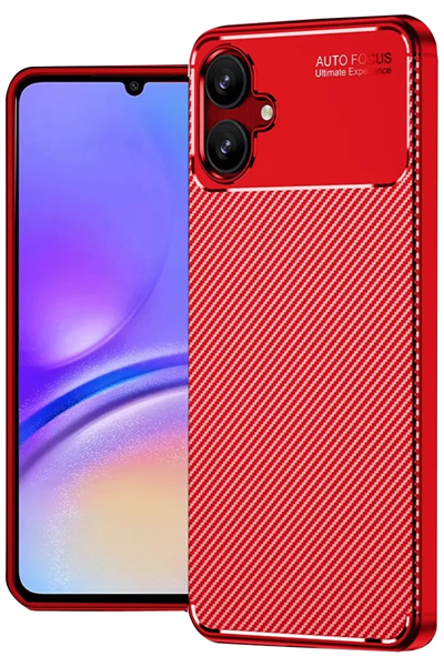 Samsung Galaxy A06 Kılıf Auto Focus Karbon Kapak - Kırmızı