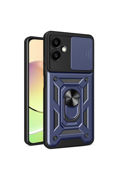 Samsung Galaxy A06 Kılıf Pars Lens Yüzüklü Silikon - Lacivert