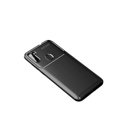 Samsung Galaxy A11 Kılıf Auto Focus Karbon Kapak - Siyah