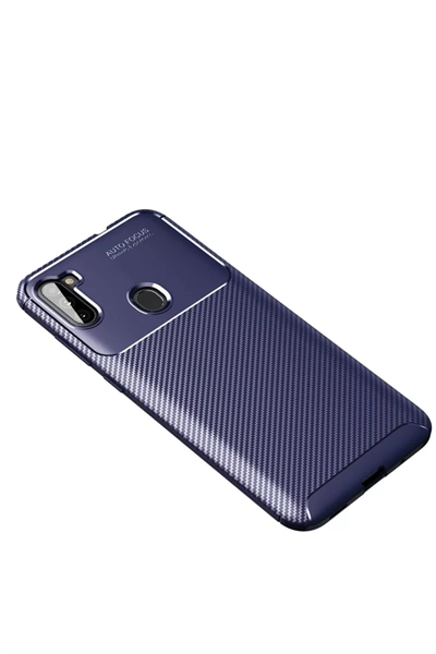 Samsung Galaxy A11 Kılıf Auto Focus Karbon Kapak - Lacivert