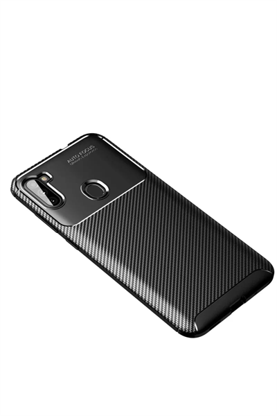 Samsung Galaxy A11 Kılıf Auto Focus Karbon Kapak - Siyah