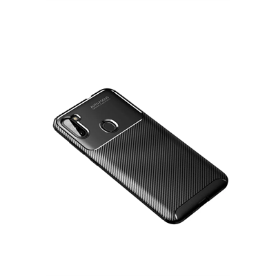Samsung Galaxy A11 Kılıf Auto Focus Karbon Kapak - Siyah