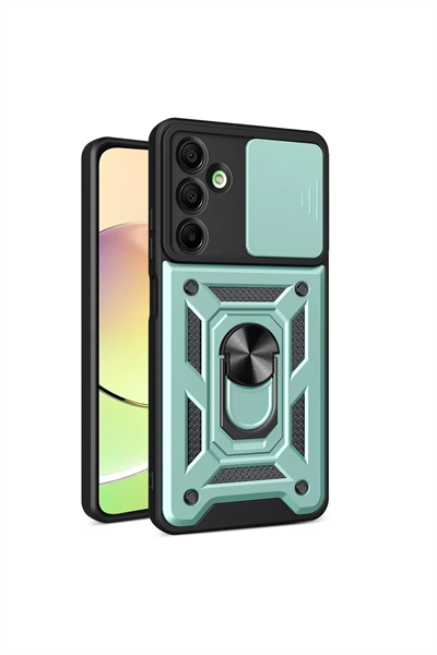 Samsung Galaxy A16 5G Kılıf Pars Lens Yüzüklü Silikon - Yeşil
