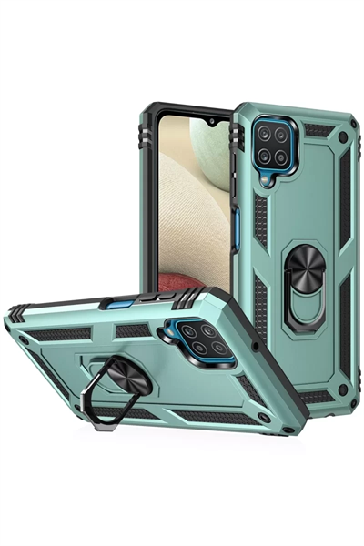 Samsung Galaxy A22 Kılıf Sofya Yüzüklü Silikon Kapak - Yeşil