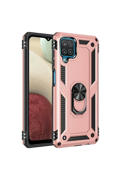 Samsung Galaxy A22 Kılıf Sofya Yüzüklü Silikon Kapak - Rose