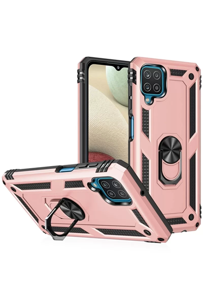 Samsung Galaxy A22 Kılıf Sofya Yüzüklü Silikon Kapak - Rose