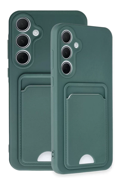 Samsung Galaxy A35 5G Kılıf Kelvin Kartvizitli Silikon - Koyu Yeşil