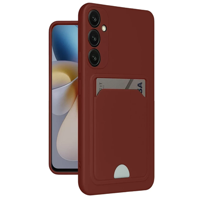 Samsung Galaxy A55 5G Kılıf Kelvin Kartvizitli Silikon - Bordo
