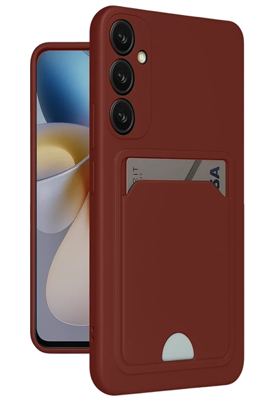 Samsung Galaxy A55 5G Kılıf Kelvin Kartvizitli Silikon - Bordo