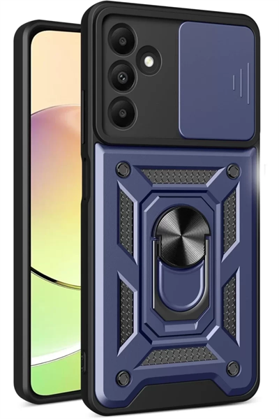 Samsung Galaxy M15 Kılıf Pars Lens Yüzüklü Silikon - Lacivert