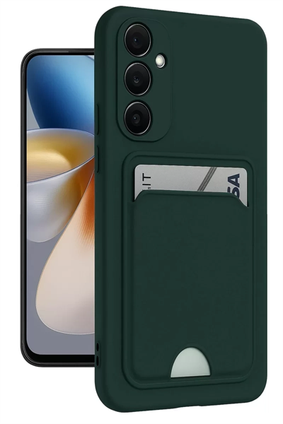 Samsung Galaxy S24 FE Kılıf Kelvin Kartvizitli Silikon - Koyu Yeşil