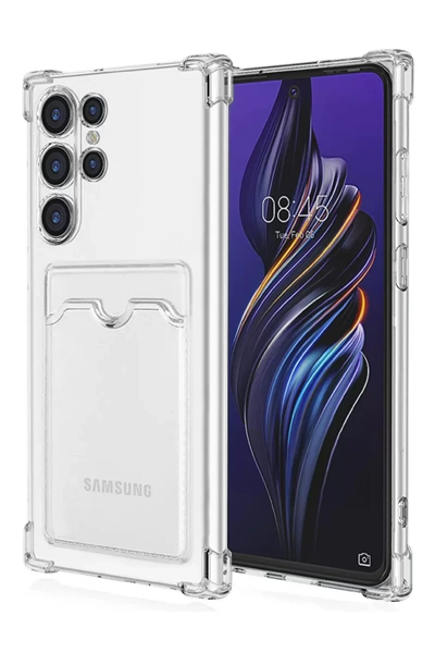 Samsung Galaxy S24 Ultra Kılıf Kart Şeffaf Silikon - Şeffaf