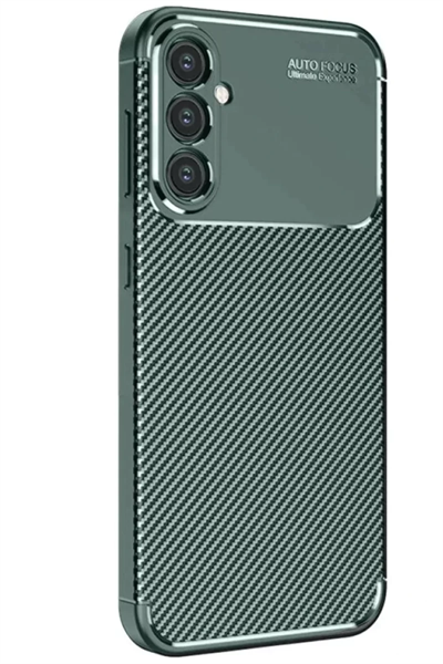 Samsung Galaxy S25 Kılıf Auto Focus Karbon Kapak - Koyu Yeşil