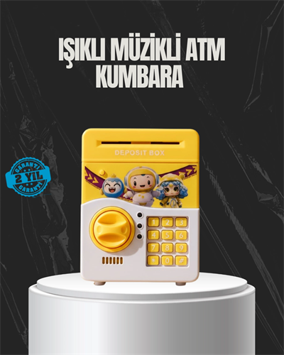 Sarı Renk Otomatik Para Çeken Şifreli Çocuk Kumbarası