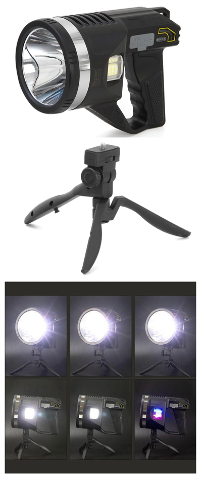Şarjlı Dev Boy El Feneri Tripod Ayaklı Parlak LED El Lambası Kamp, Av ve Güvenlik İçin İdeal