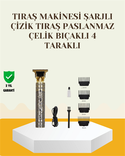 Şarjlı Titanyum Bıçaklı Saç ve Sakal Kesme Makinesi