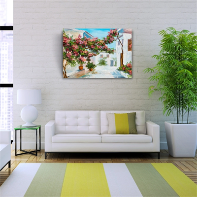 Sarmaşık ve Köy Evleri Yağlıboya Kanvas Tablo 50 x 70