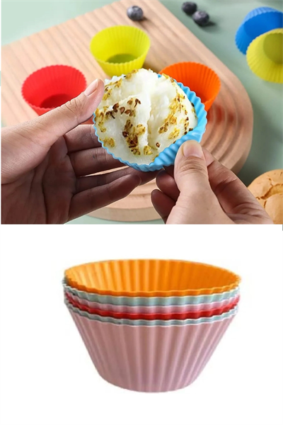 Silikon Muffin Kalıbı - Sürekli Kullanım Muffin Kek Kalıbı 6 ADET