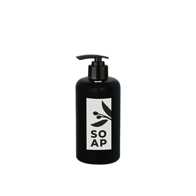 Sıvı Sabunluk Yuvarlak Plastik Pompalı 500 ML - Siyah