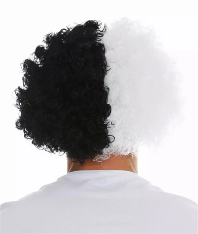 Siyah Beyaz Kıvırcık Afro Bonus Taraftar Peruğu