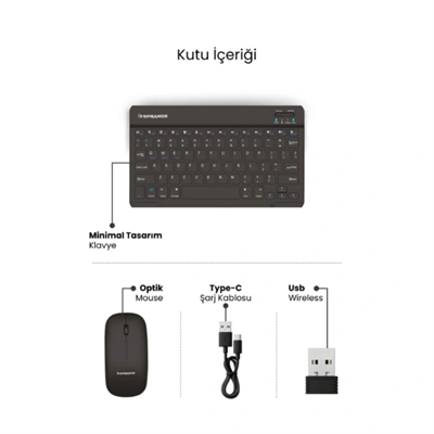 Siyah Kablosuz Klavye Ve Mouse Seti