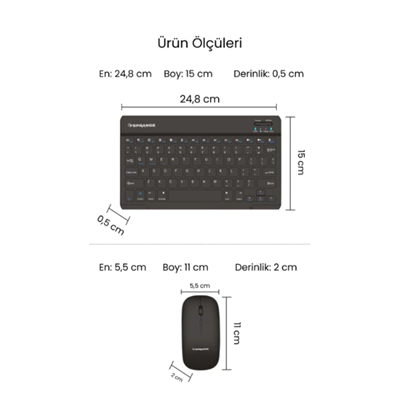Siyah Kablosuz Klavye Ve Mouse Seti