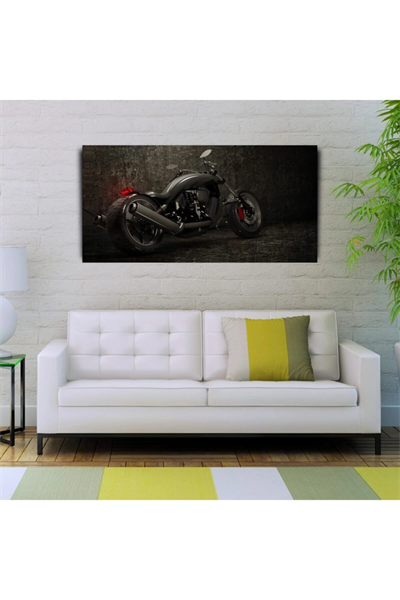 Siyah Motorsiklet Canvas Tablo (60x120)