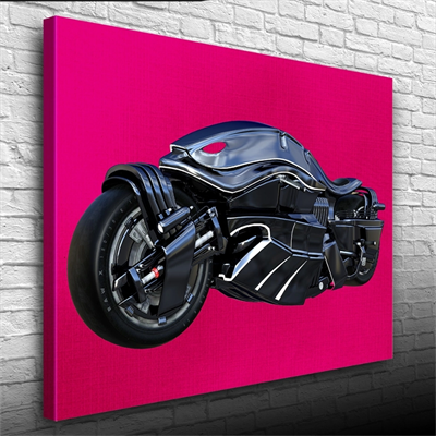 Siyah Spor Futuristik Motosiklet Kanvas Tablo 50 x 70