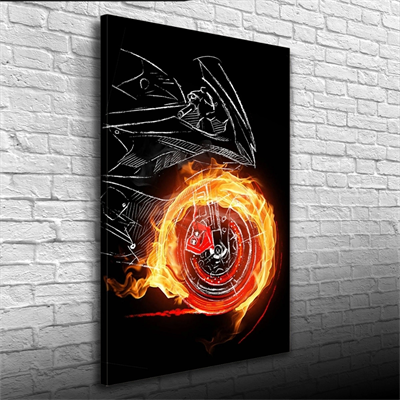 Siyah ve Turuncu Tonlarda  Spor Motosiklet Kanvas Tablo 50 x 70