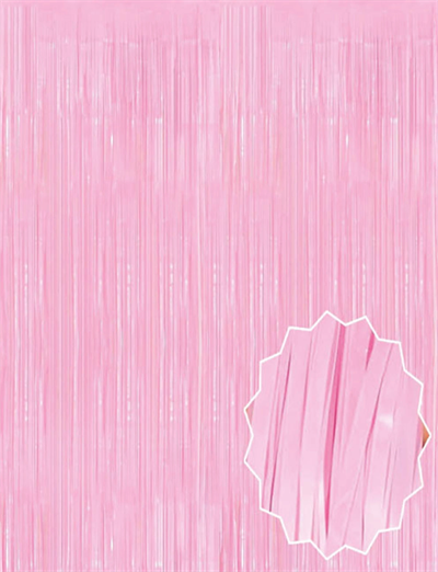 Soft Pembe Püsküllü Kapı Perdesi - Parti, Baby Shower, Cinsiyet Partisi 1x2 m