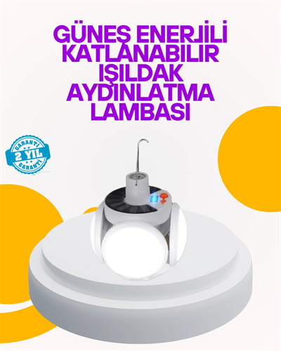 Solar Enerjili Katlanabilir Led Kamp ve Bahçe Lambası
