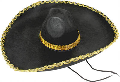 Sombrero Meksika Şapkası Altın Şeritli Yetişkin Boy