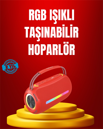 Suya Dayanıklı 20W RGB Hoparlör Bluetooth, USB, SD Kart ve AUX Girişli