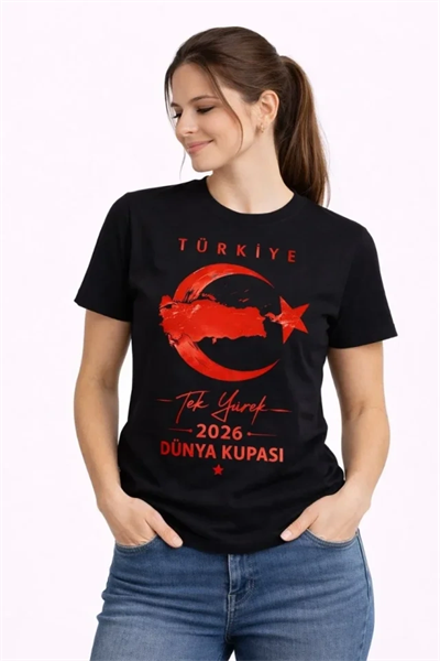 TÜRKİYE Ay Yıldız 2026 Dünya Kupasi Taraftar Forma T-Shirt - Siyah