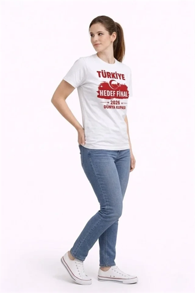 TÜRKİYE Baskılı Tişört Ay Yıldız 2026 Dünya Kupası Taraftar Forma T-Shirt - Beyaz