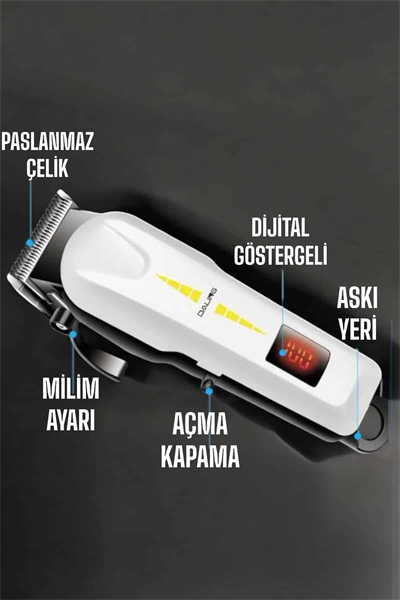 Tıraş Makinesi Uzun Ömürlü Batarya, Keskin Bıçaklar ve Profesyonel