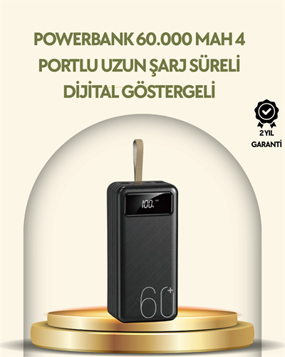 Tüm Cihazlarla Uyumlu LED Fenerli 4 Çıkışlı Powerbank