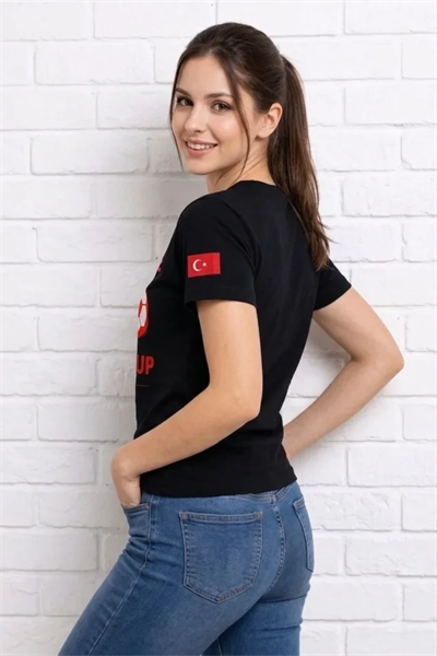 Türkiye World Cup 2026 Baskılı Tişört Futbol Temalı Forma T-Shirt - Siyah