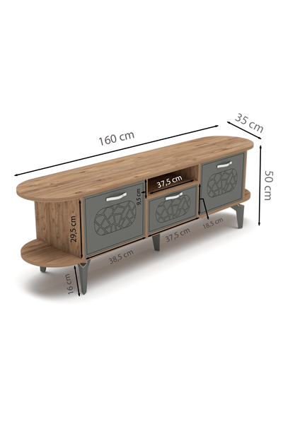 Tv Sehpası Mira Atlantik 5031 Gümüş 160 Cm 35 Cm 50 Cm