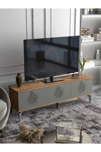 Tv Sehpası Tv Ünitesi Saraylı Atlantik Çam - Antrasit 5061