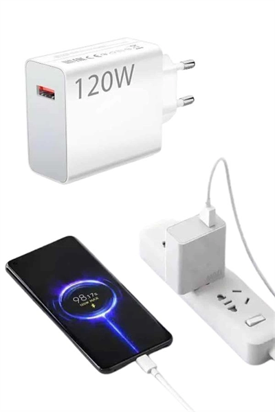 Type C Yüksek Hızlı Şarj Aleti Beyaz 120W Ultra Uzun Ömürlü