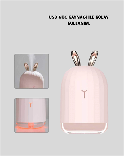 USB Bağlantılı Sessiz Çalışan LED Işıklı Nemlendirici Difüzör 200 ml