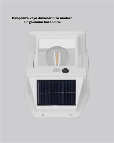 Üç Modlu Güneş Enerjili Duvar Lambası 1800mAh Bataryalı ve Hareket Sensörlü