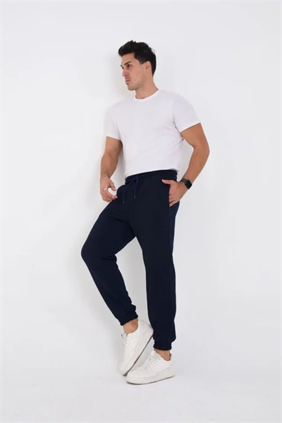 Unisex Kışlık Üç İplik Lastikli Eşofman Pantolon - Lacivert
