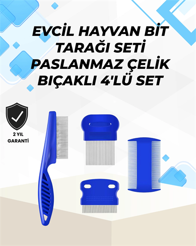 Uzun ve Kısa Tüylü Hayvanlara Özel Bit Tarağı ve Tüy Temizleme Seti