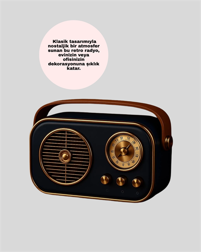 Vintage Bluetooth Radyo – TF Kart ve FM Destekli Taşınabilir Nostaljik Model